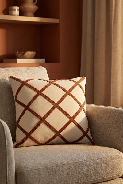 Destiva Home Buldan İşi Linear Patterned Punch Detailed Throw Pillow Cover 42...