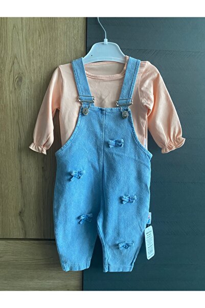 Baby Buu Kız Bebek Kot Salopet & Uzun Kollu Tişört Takımı