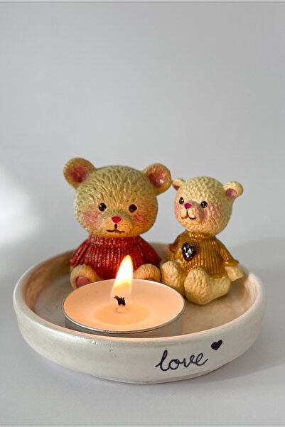 Jovial Hediyelik Hediye Ayıcıklı Seramik Mumluk/Şamdan