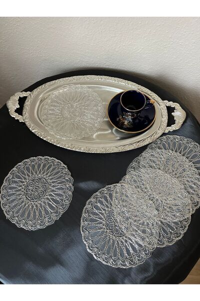 BRL ÇEYİZ HOME 6 قطع من مناديل التول المزخرفة الأنيقة للتقديم مع القهوة