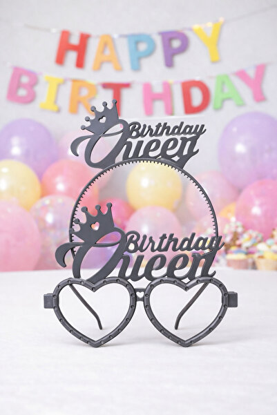 Azebu Birthday Queen Gözlük ve Taç Seti, Doğum Günü Kutlama Plastik Taç ve Gözlük