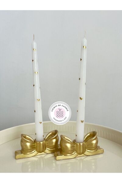 Lights Of Candle Pinterest 2’li Fiyonk Kurdele Şamdan ve Şamdan Mum Seti