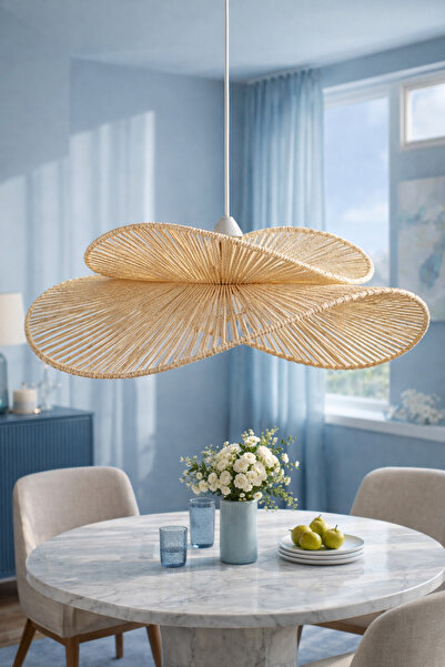 Luna Lighting Hasır Model Bohem Butik Cafe Makrome Rustik Salon Yatak Odası S...