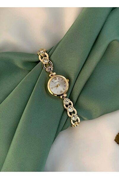 Choppers Gold Zincir Taş Kordon Zarif Vintage Kadın Saat Hediye Kutusunda