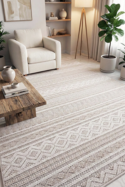 MELARİS HALI Leon Bukle Sisal Dokuma Halı Naturel Jüt Kilim Salon Oturma Odas...