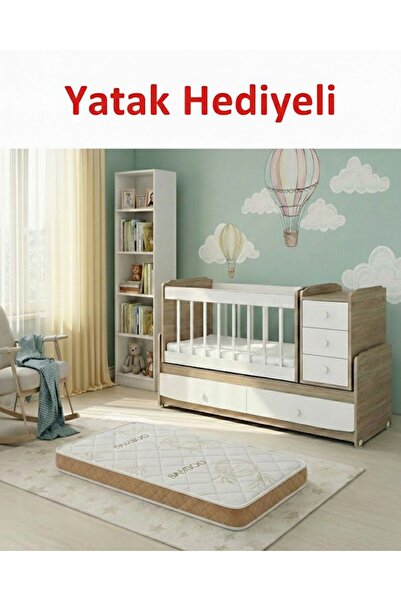 BANANA BABY RÜYA YATAK HEDİYELİ SONOMO Anneyanı Sallanır Çekmeceli Büyüyen Beşik