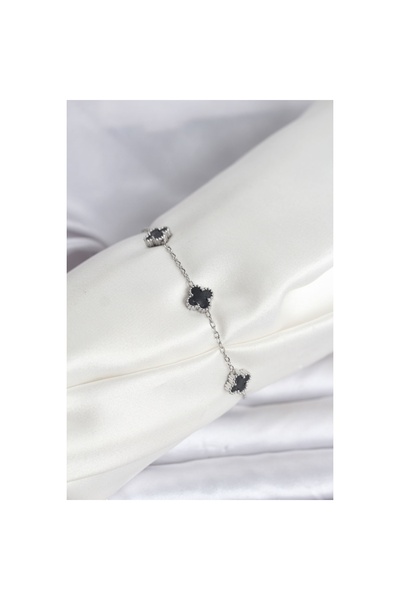 Clariss 316L Steel Silver Color Black Baby Boy Clover Bracelet