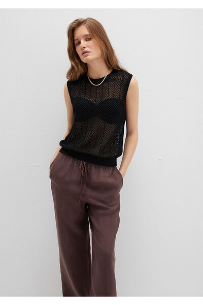 Mavi Schwarzer ärmelloser Strickpullover 1710661-900