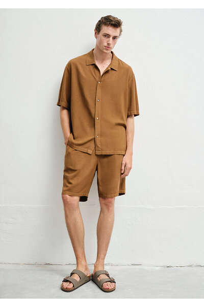 Mavi Linen Blend Brown Shorts 0410299-82337