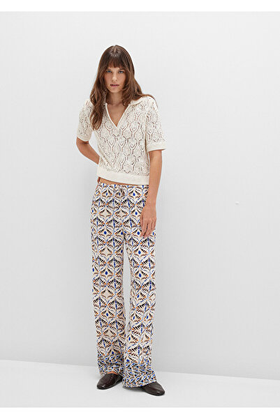 Mavi Waist Tied Ethnic Printed Beige Trousers 1011123-91008