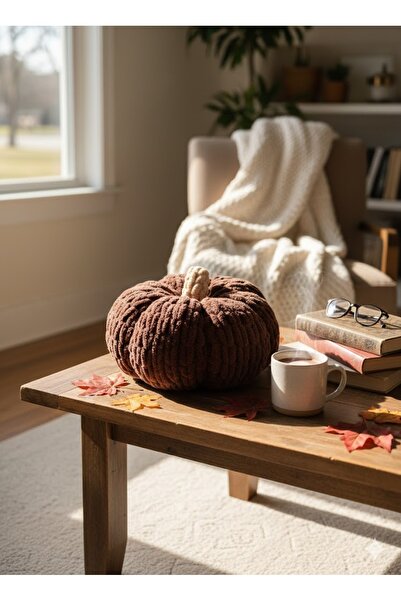 MODİNOVA Alize Puffy ile Dekoratif Bal Kabağı Kırlent Yastık (1 adet)