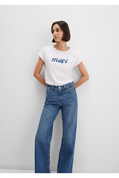 Mavi Biele tričko s potlačou loga Slim Fit / Slim Fit 166422-620