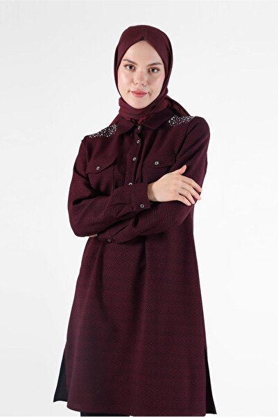 Alvina OMUZLARI TAŞ DETAYLI DÜĞMELİ TUNİK 42429