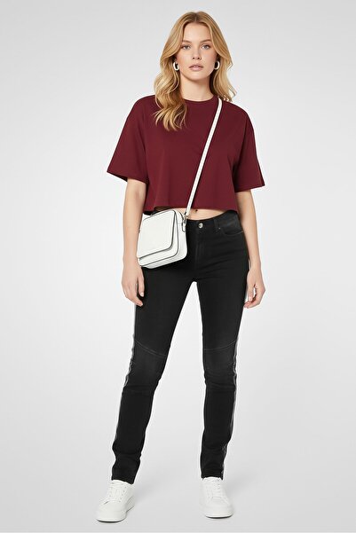 Karl Lagerfeld Women Skinny Fit Washed Stretchable Denim Jeans, Black