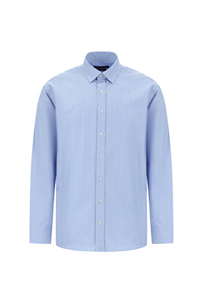 Kiğılı Uzun Kol Slim Fit Dar Kesim Klasik Desenli Pamuk Gömlek