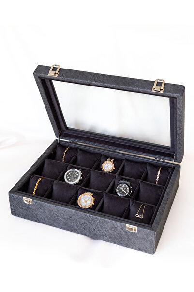 Shansora Design Handmade 15-Slot Premium Watch Box, Faux Leather Covered, Spe...