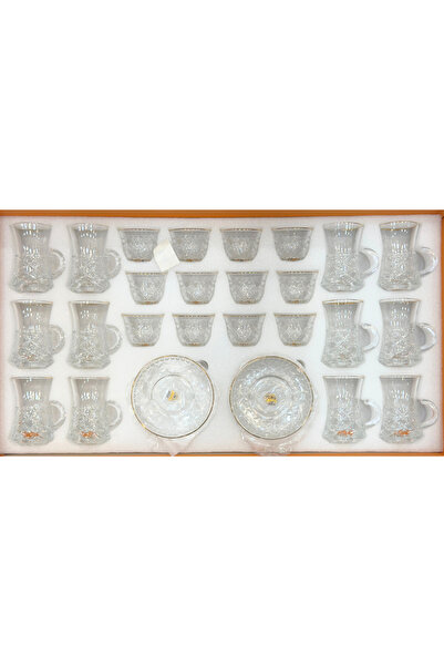 ALQANNAS طقم بيالات شاي كرستال + فناجين قهوة سرميك 36 قطعة بخط ذهبي أنيق مودي...