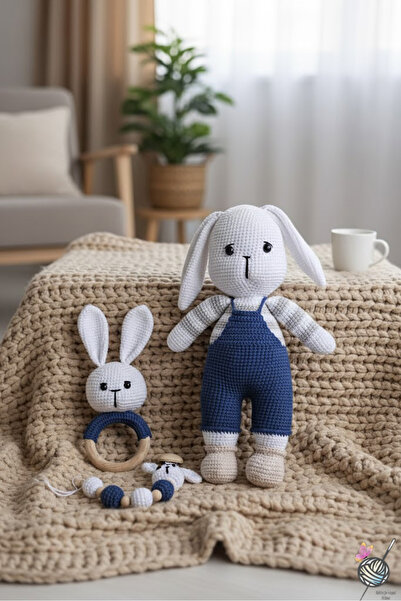 kelebeginruyasihobievi Amigurumi Yenidoğan Lacivert Tulumlu Uyku Arkadaşı Tav...