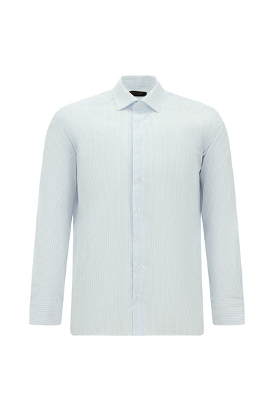 Abdullah Kiğılı Long Sleeve Slim Fit Cotton Classic Striped Shirt