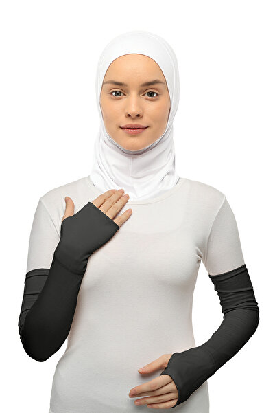 Altobeh Mânecă Hijab din bumbac pieptănat, cu degete tăiate, afumată