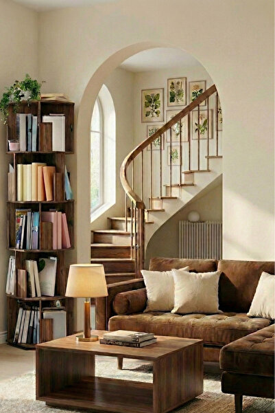 Vigo Wood 5 Katlı Döner Kitaplık | 360° Dönebilen, 100 Kitap Kapasiteli, Cevi...