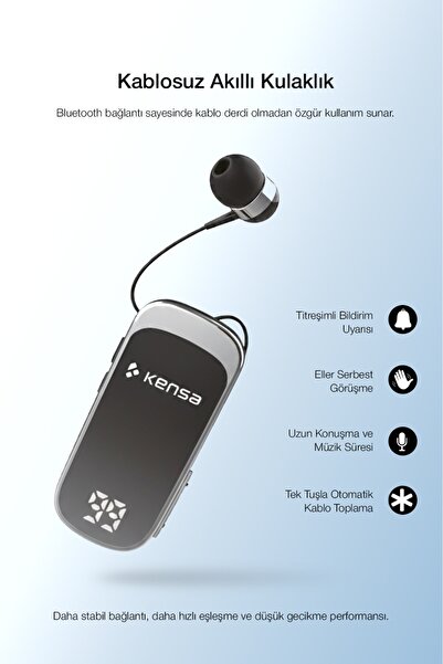 Kensa Makaralı Kulaklık Bluetooth 6.0 | 20 Saat Konuşma | Dijital Ekran | Tit...