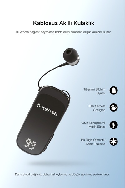 Kensa Makaralı Kulaklık Bluetooth 6.0 | 20 Saat Konuşma | Dijital Ekran | Tit...