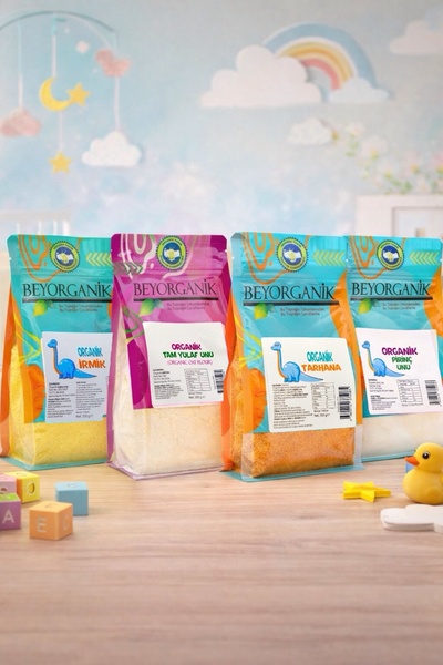 BEYORGANİK Organik Ek Gıda Seti 4'lü (İRMİK/TARHANA/PİRİNÇ UNU/YULAF UNU) (PE...