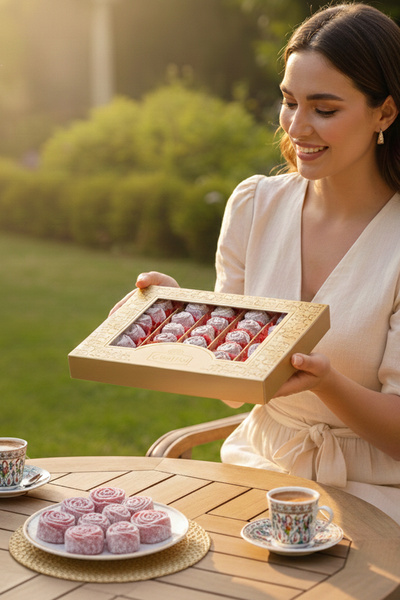 çarşıbaşı Gluten-Free Roselight Artisan Flavored Patented Turkish Rose Delight 600 grams
