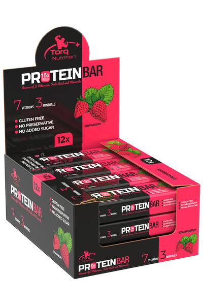 Torq Nutrition Protein Bar Çilek 50gr (12 ADET)