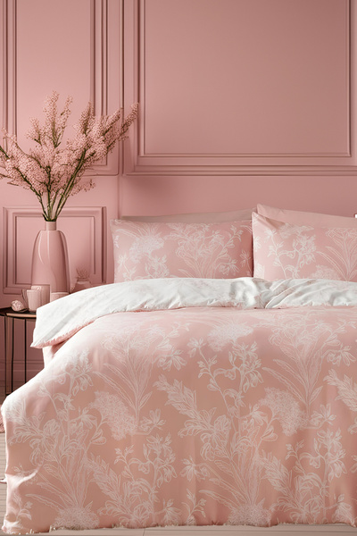 Always Double-Sided Double Duvet Cover Set with Elastic Sheet Nova Salmon