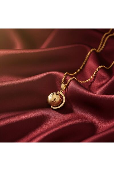 Uşaklıhafız 1945 14 Ayar Altın Minimal Dünya Modeli Erkek Kolyesi