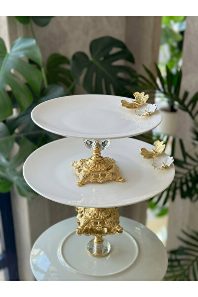 Elta Collection 2 قطعة من أقدام معدنية على شكل فراشة من البورسلين لتقديم البس...