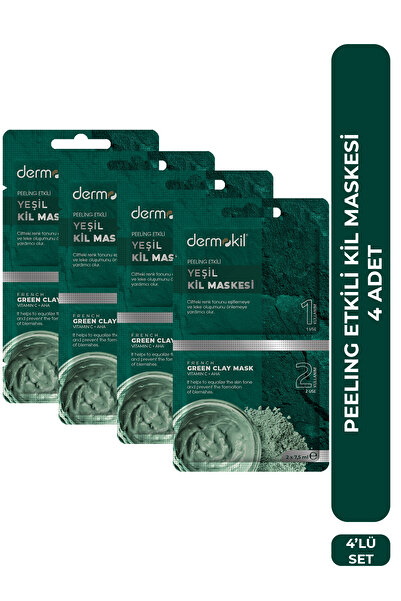 Dermokil Peeling Etkili Yeşil Kil Maskesi 4'lü Set