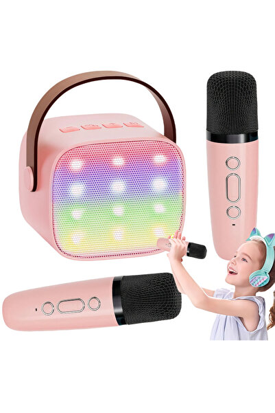 Leon Lifestyle جهاز كاريوكي صغير للأطفال، ميكروفونان لاسلكيان، مكبر صوت بلوتو...