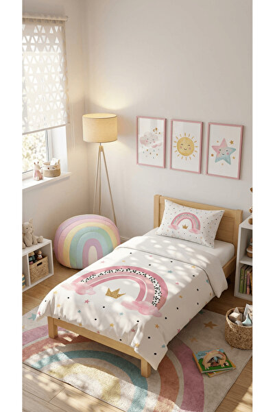 Talia Home طقم غطاء لحاف لغرفة الأطفال والرضع بنمط قوس قزح TLAN-305