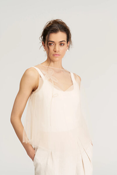 BIZEFASHION Tül Bluz - Pudra