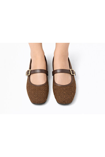 Jackers Balerini de zi cu zi, din țesătură tweed, cu centură elastică, elegan...