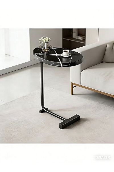 VOGMAX طاولة جانبية على شكل حرف C للأريكة، طاولة جانبية لغرفة المعيشة، طاولة ...