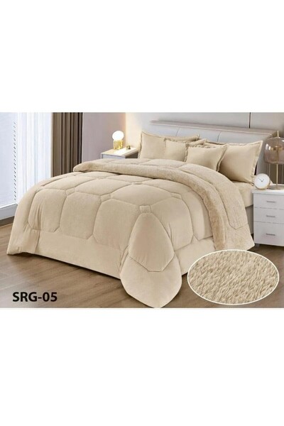 Roshen طقم لحاف نفرين مفرش 6 قطع مخمل فرو شتوي لحاف مقاس 230*250سم