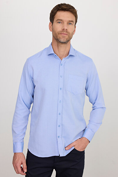 Tudors Чоловіча синя сорочка - легка в прасуванні, з рукавами, довгими рукава...