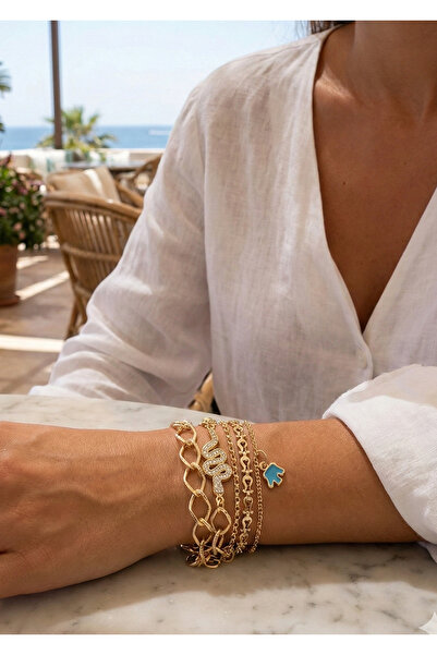 Duke Nickle سوار نسائي على شكل ثعبان من الأكليك وحجر الزركون مكون من 4 قطع قا...