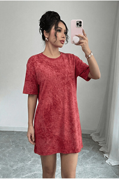 ESPİNA Women's Acid Washed Tie Dye Pattern Mini Dress