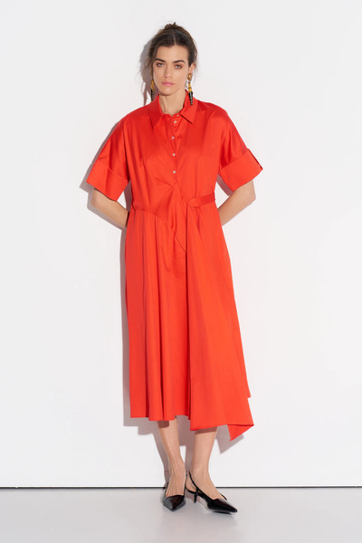 BIZEFASHION Kısa Kollu Anvelop Elbise - Scarlet