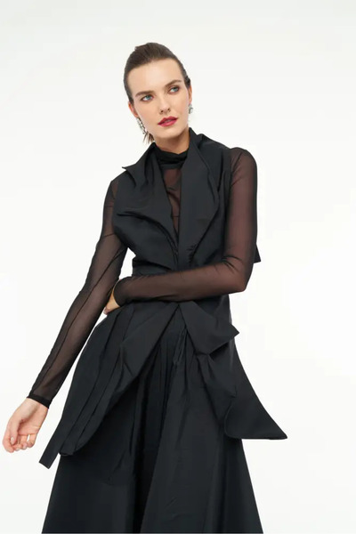 BİZE Tafta Bolero Yelek - Siyah