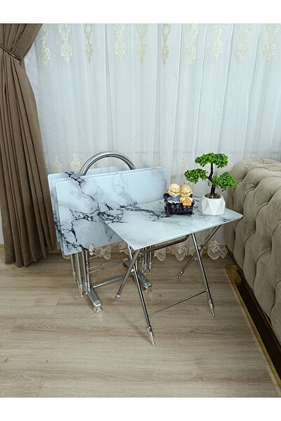 EVKO MOBİLYA Çanta Zigon Sehpa, 4'lü Sehpa, Zigon Sehpa, Servis Sehpası, Caml...