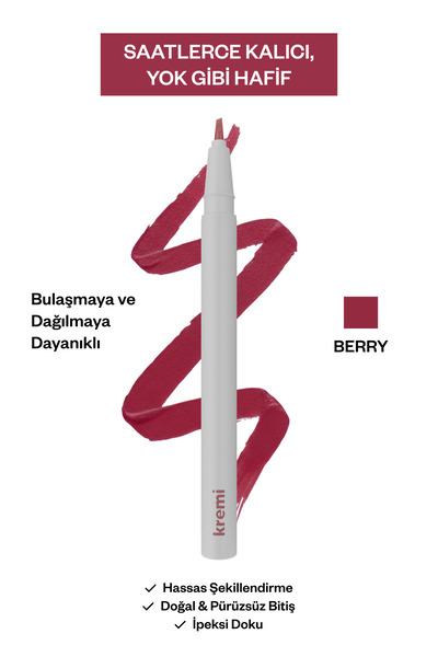 Kremi Kalıcı Dudak Kalemi | Uzun Süre Dayanıklı | Transfer Yapmaz | Doğal ve ...