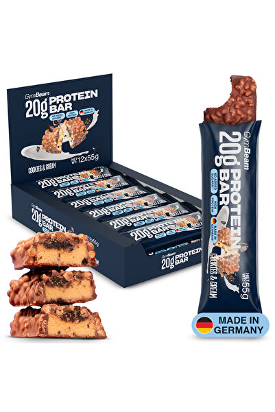 GymBeam Baton proteic de 20 g, 12 x 55 g, fursecuri și cremă