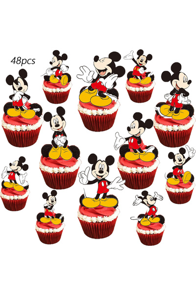 Miniso 48pcs 24/48pcs Mickey Cupcake Toppers,Mickey Birthday Decorations,Mick...
