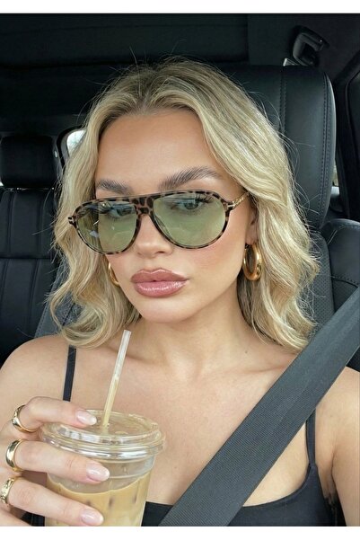 Goldmine Unisex Tina Aviator Sunglasses Uv400 Leopard Green